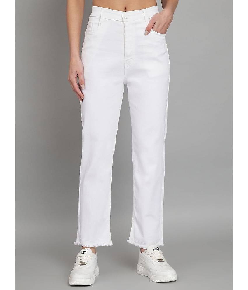 AngelFab - White Denim Straight Fit Women's Jeans ( Pack of 1 )