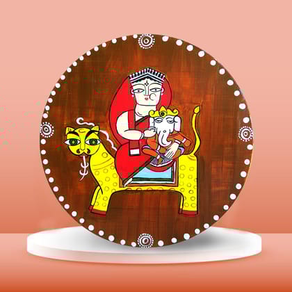 Kalighat Art On Round MDF DIY Kit by Penkraft