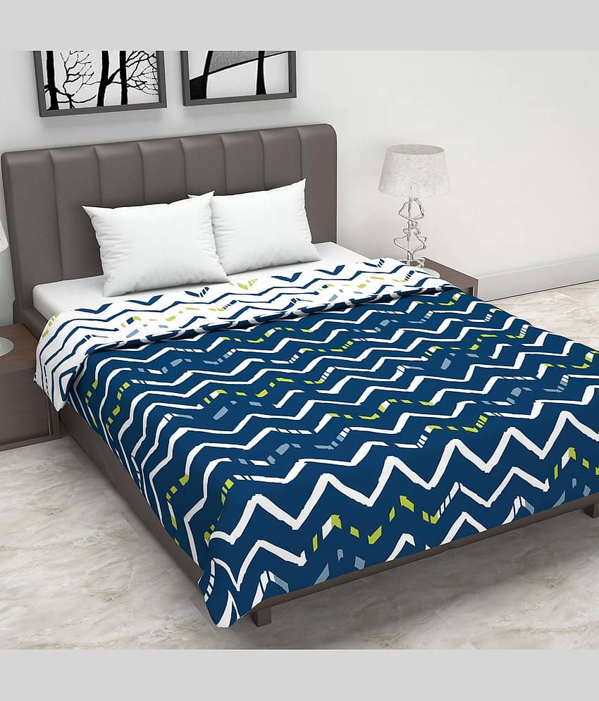 DIVINE CASA Double Polyester Blue Abstract Dohar