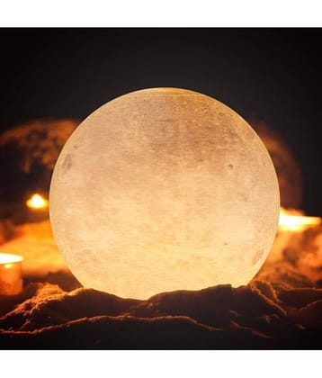 PINDIA Realistic Color Mode Lunar Moon Shaped Lamp/Light Plastic Table Lamp - Pack of 1
