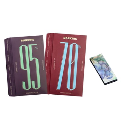 DARKINS Dark Chocolate | 95% Dark Chocolate Single Origin | 70% Dark Chocolate Single Origin | Free 35g Blueberries Bar | Gluten-free | Hand Crafted Chocolate | Unrefined Cane Sugar | No Artificial Flavors | Natural Chocolate Bar | Pack Of 2