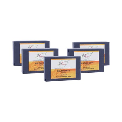 Artnweavess Multani Mitti Papaya Cow Ghee Herbal Soap, 100 gm - Pack of 5