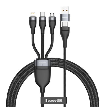 Baseus 3in1 USB / USB Type C - USB Type C / Lightning / Micro USB Cable (5 A - 100 W / 20 W / 18 W) 1.2 m Power Delivery Quick Charge (CA2T3-G1)-Black