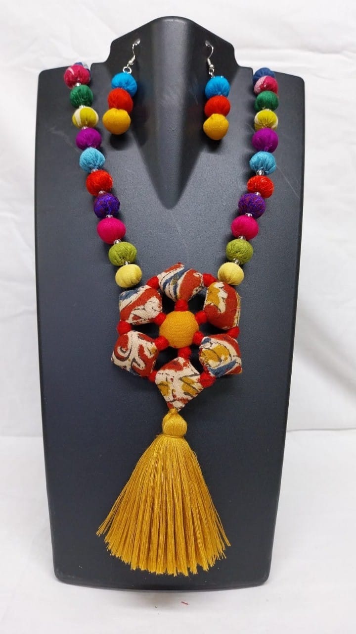 Vibrant Sunflower Necklace - Colorful Floral Beaded Tassel Jewelry