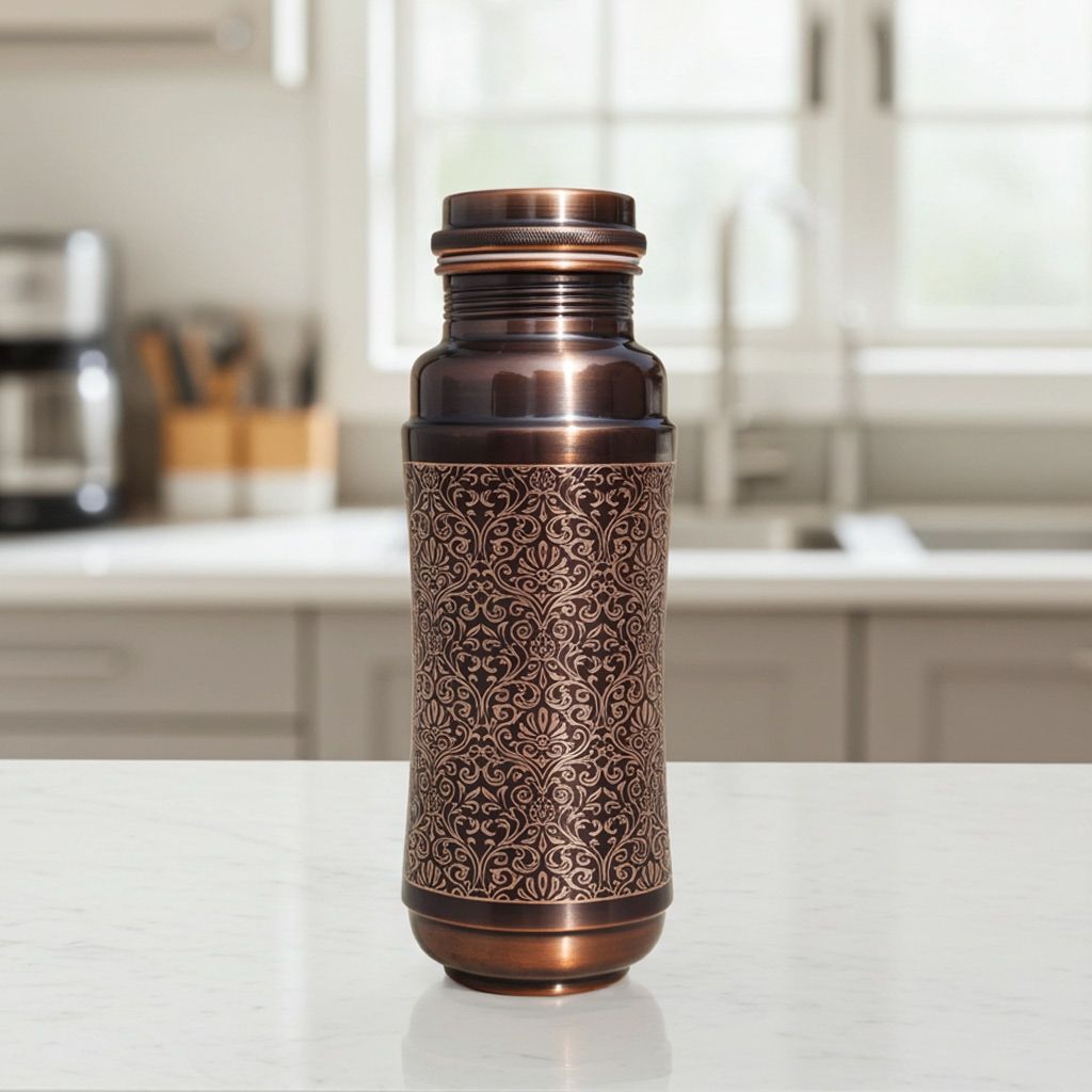Pure Copper Water Bottle 900 ML | Healthy Ayurvedic Drinking Bottle , Height : 10.5 Inch (BCMAS171 A)