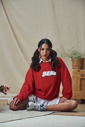 Candy Red Relaxed Fit Sweatshirt-L / Candy Red / Unisex