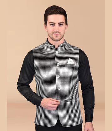 PRINTCULTR Black Cotton Blend Men's Nehru Jacket ( Pack of 1 )