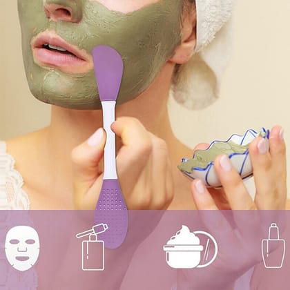 DHRUVINSRI 2pcs Double-Headed Silicone Mask Brush Face Cleansing and Applying Mud Mask Beauty Salon Special Brush Smear Tool Facial Scrub Silicone Wash Scrubber Face Tools (2 Pcs)