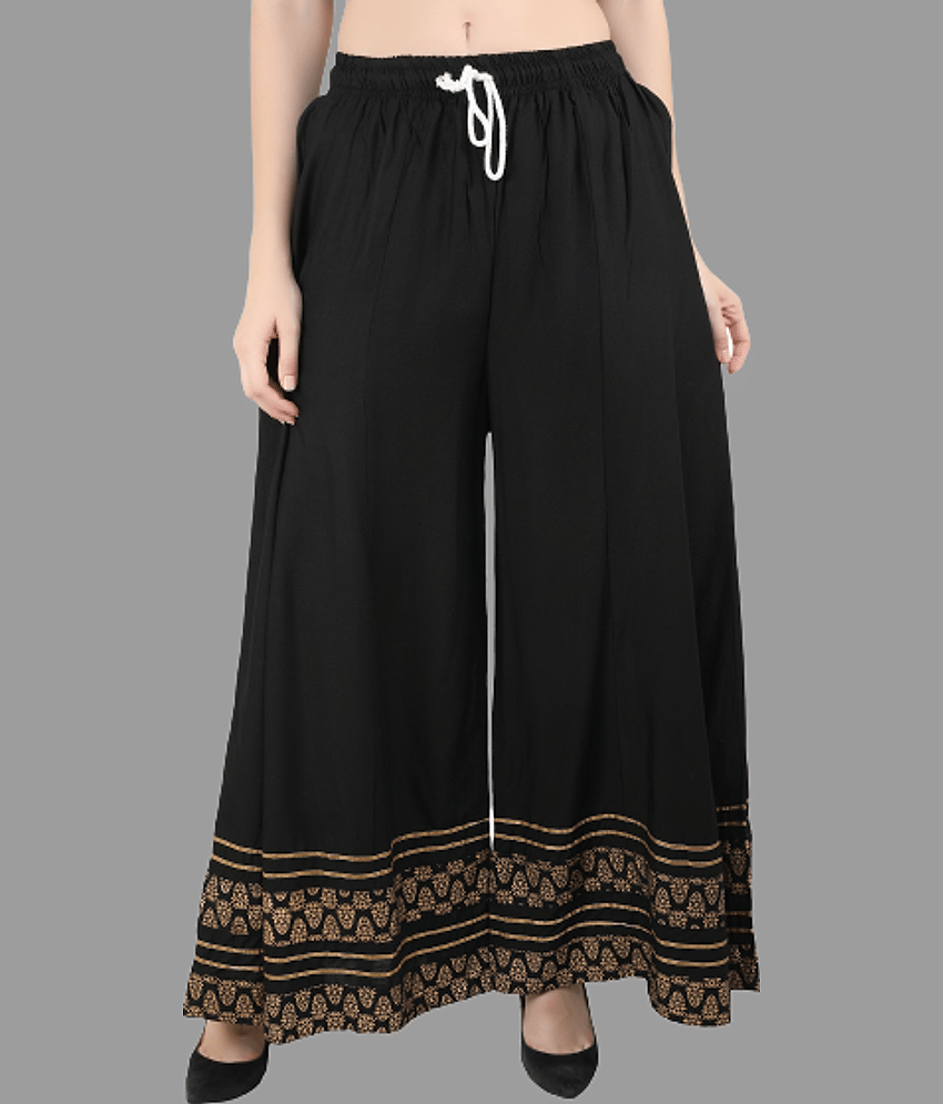 Aadrika - Black Rayon Flared Women's Palazzos ( Pack of 1 )