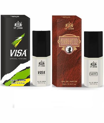 ST.JOHN Cobra Narcotic & Visa Pocket Perfume For Men 10ml Each (20ml) - Pack of 2