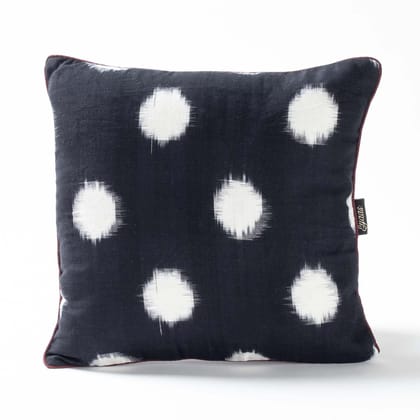Handwoven Ikat Cushion Cover - 12x12-12Inches x 12Inches / 31cms x 31cms / Black & White / Cotton