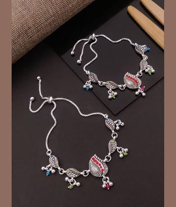 Shivay Fashion  hub Silver Anklets ( Pack of 2 )