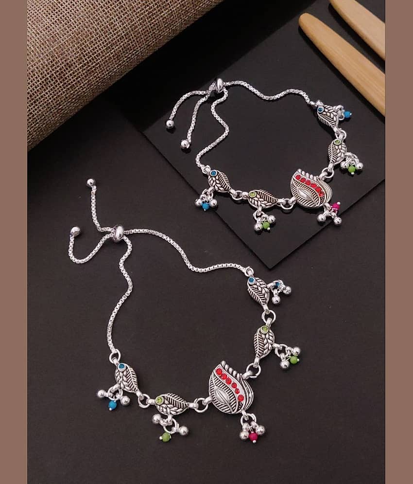 Shivay Fashion  hub Silver Anklets ( Pack of 2 )