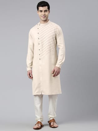 Cream Angrakha Kurta Set-Made To Measure / Only Kurta - No Lowers