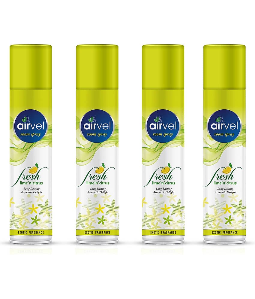 Airvel Lemon Fragrance Room Spray Air Freshener for Home, Bathroom and Car 217ml ( Pack of 4 )