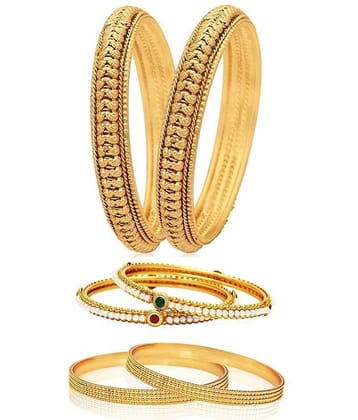 Valentine Gifts : YouBella Gold Plated Bangles Combo Of 3 Bangles Jewellery For Girls/Women (2.4)