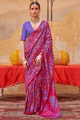 Pink Printed Silk Saree