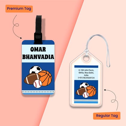 Personalized Bag Tags for Kids - Set of 5 - Ball Sports Design-Regular Bag Tags