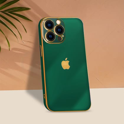 iPhone 13 Pro Deluxe Gold Plating Case-Dark Green