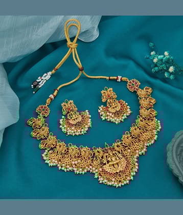 ROFARWORD Gold Brass Necklace Set ( Pack of 1 )