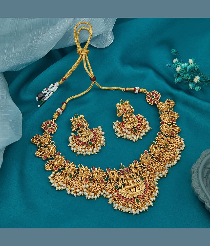 ROFARWORD Gold Brass Necklace Set ( Pack of 1 )