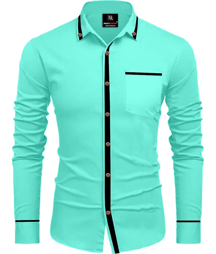 MAN'S SUITUP Cotton Blend Regular Fit Solids Full Sleeves Men's Casual Shirt - Green ( Pack of 1 )