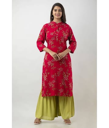 MAUKA - Red Straight Rayon Women's Stitched Salwar Suit ( Pack of 1 )