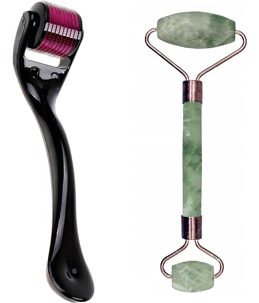Lenon Derma Roller With Jade Stone Roller Massager Personal Skin Care Combo Pack of 2