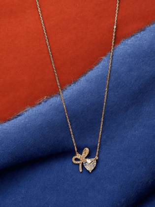 Gold Necklace with a Diamond Heart