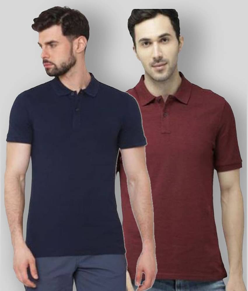 FASHION365 Pack of 2 Cotton Blend Slim Fit Solid Half Sleeves Men's Polo T Shirt ( Multicolor )