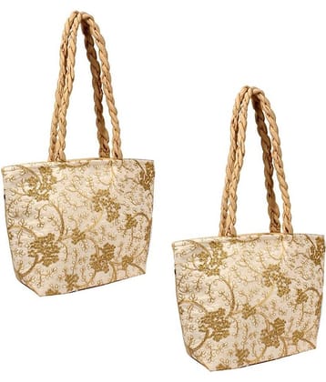 PrettyKrafts Gold Shopping Bags - 2 Pcs