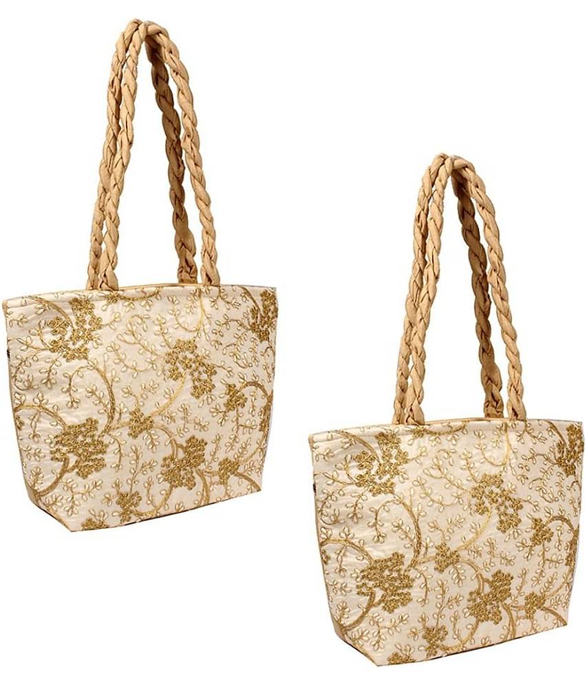 PrettyKrafts Gold Shopping Bags - 2 Pcs