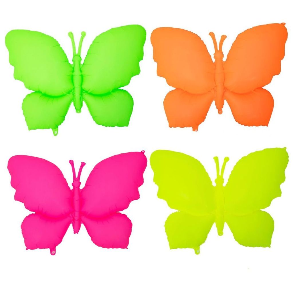 Neon/UV Florescent Butterfly Shaped Foil Balloons - Air Filled - 18 inches - Set of 4 - Party and Festive Needs | Buy online on ZillyBuy