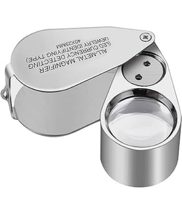 40X Jewelers Loupe Magnifier Magnifying Glasses, LED/UV Illuminated Jewelry Loop Pocket Folding Magnifying Glass with Metal Construction for Close Work, Gardening, Kids, Stamp, Rock Collecting