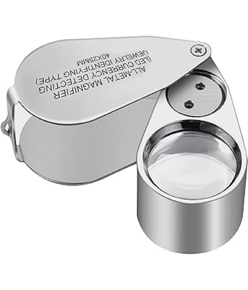 40X Jewelers Loupe Magnifier Magnifying Glasses, LED/UV Illuminated Jewelry Loop Pocket Folding Magnifying Glass with Metal Construction for Close Work, Gardening, Kids, Stamp, Rock Collecting