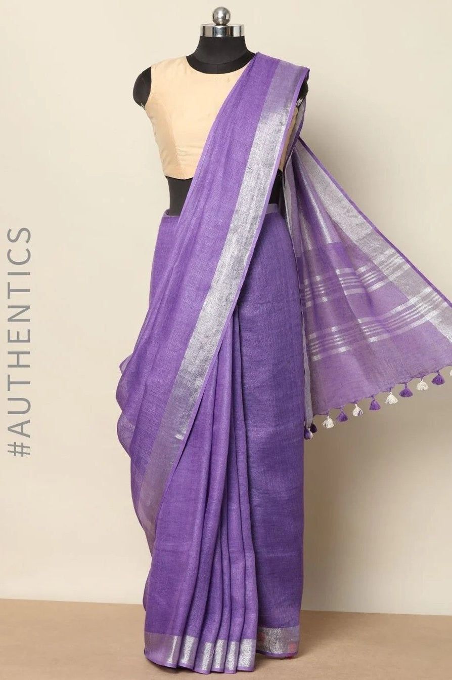 Handwoven Pure Linen Saree