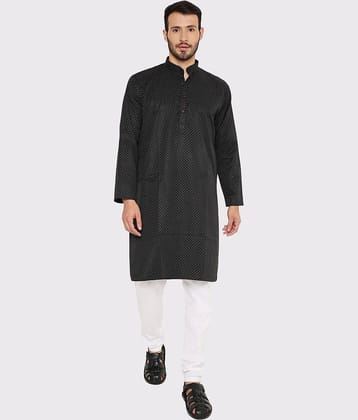 Maharaja - Black Cotton Blend Regular Fit Men's Kurta Pyjama Set ( Pack of 1 )