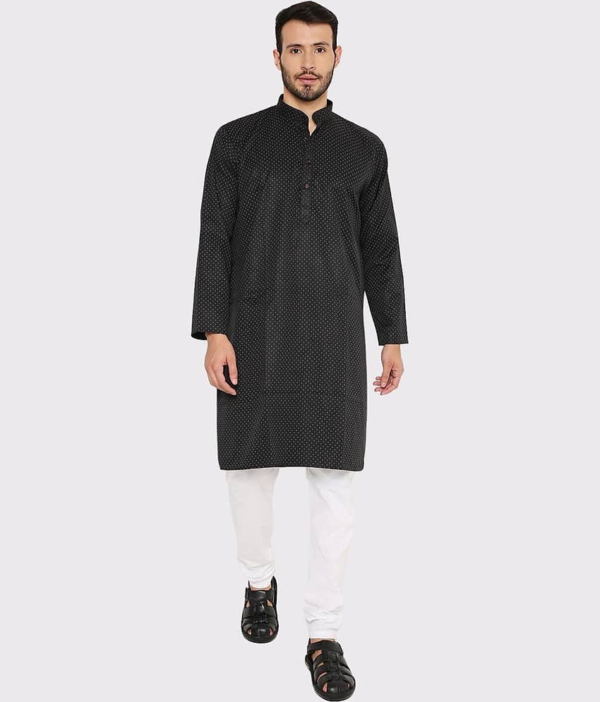 Maharaja - Black Cotton Blend Regular Fit Men's Kurta Pyjama Set ( Pack of 1 )