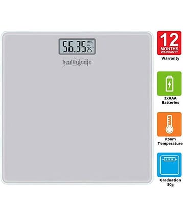 Healthgenie Electronic Digital Weighing Machine Bathroom Personal Weighing Scale - Silver