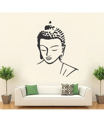 Asmi Collection Beautiful Black Meditating God Buddha Wall Sticker ( 85 x 60 cms )