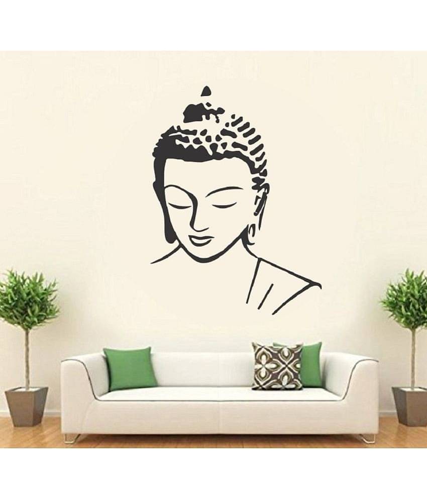 Asmi Collection Beautiful Black Meditating God Buddha Wall Sticker ( 85 x 60 cms )