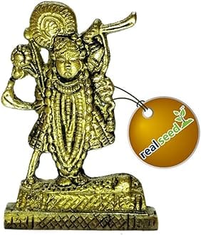 REAL SEED Brass Shrinath ji Idol Krishna Avatar Shri Krishna Murti Statue Home Decor Size - 6 CMS
