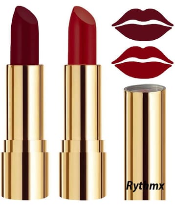 Rythmx Maroon,Maroon Matte Creme Lipstick Long Stay on Lips Multi Pack of 2 8 g