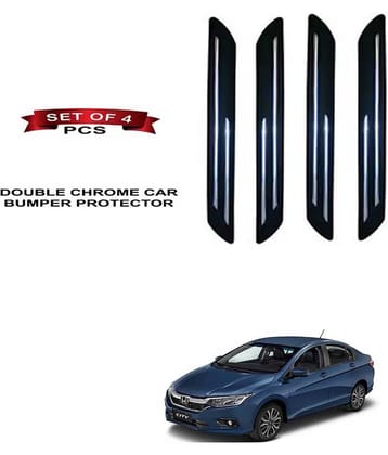 RONISH Rubber Car Bumper Protector Guard (Double Chrome) For Honda City Facelift