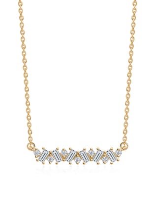 Lab Grown Diamond Baguette Necklace-9K / Yellow Gold
