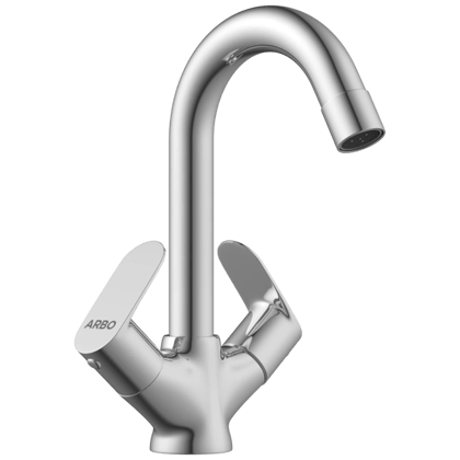 SL-2615 Center Hole Basin Mixer With Swinging Spout With Braided Hoses (Table Mounted Model)