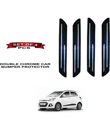 RONISH Rubber Car Bumper Protector Guard (Double Chrome) For Hyundai Grand i10