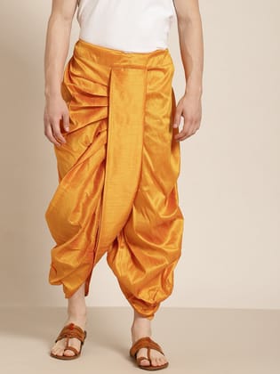 Sojanya (Since 1958), Men's Silk Blend Mustard Stitched Dhoti-Onesize / Mustard