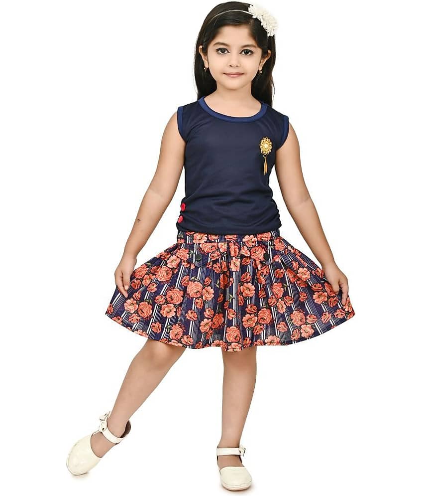 JCT DRESSES Crepe Frock For Girls ( Pack of 1 , Navy )