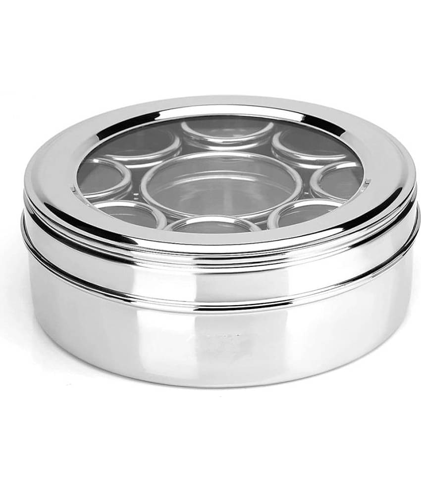 Visaxmi Steel masala jar Steel Silver Spice Container ( Set of 1 )